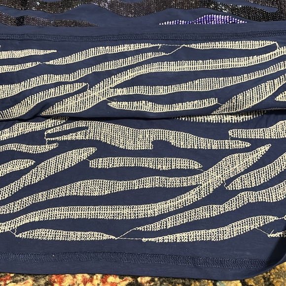 QUEEN OF SPARKLES Blue Zebra Sequin Short Sleeve Tee - Picture 8 of 8